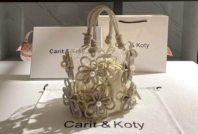 Transparent Bucket Shiny Glitter Rhinestone Handbag