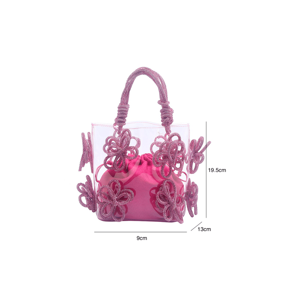 Transparent Bucket Shiny Glitter Rhinestone Handbag