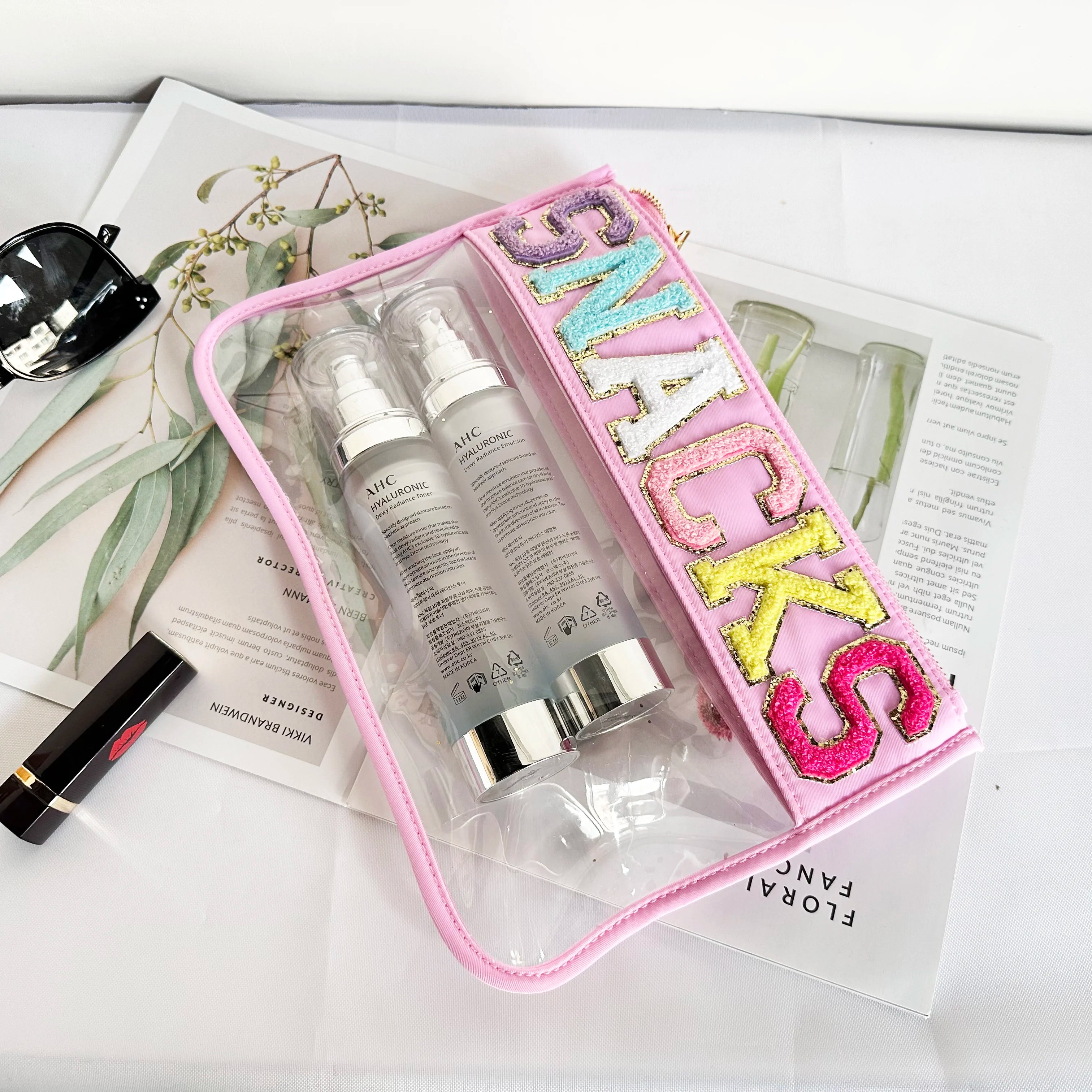 Transparent PVC Embroidery Travel Waterproof Cosmetic Bag