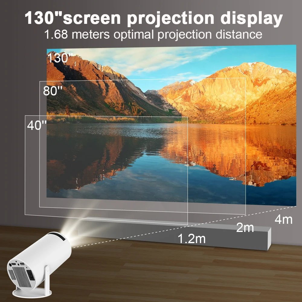 Transpeed Android 11 Projector - 1280*720P, 4K, Wifi6, 200 ANSI, Allwinner H713, 180° Flexible hy300 / EU plug