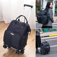 Travel Backpack with Wheels - Women's Oxford Wheeled Bag, Large Capacity Rolling Luggage Suitcase