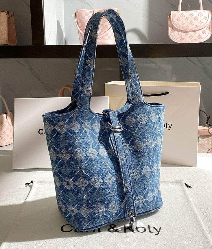 Trendy Checker Print Crossbody Tote Bag