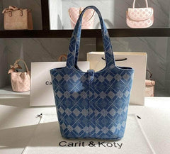 Trendy Checker Print Crossbody Tote Bag