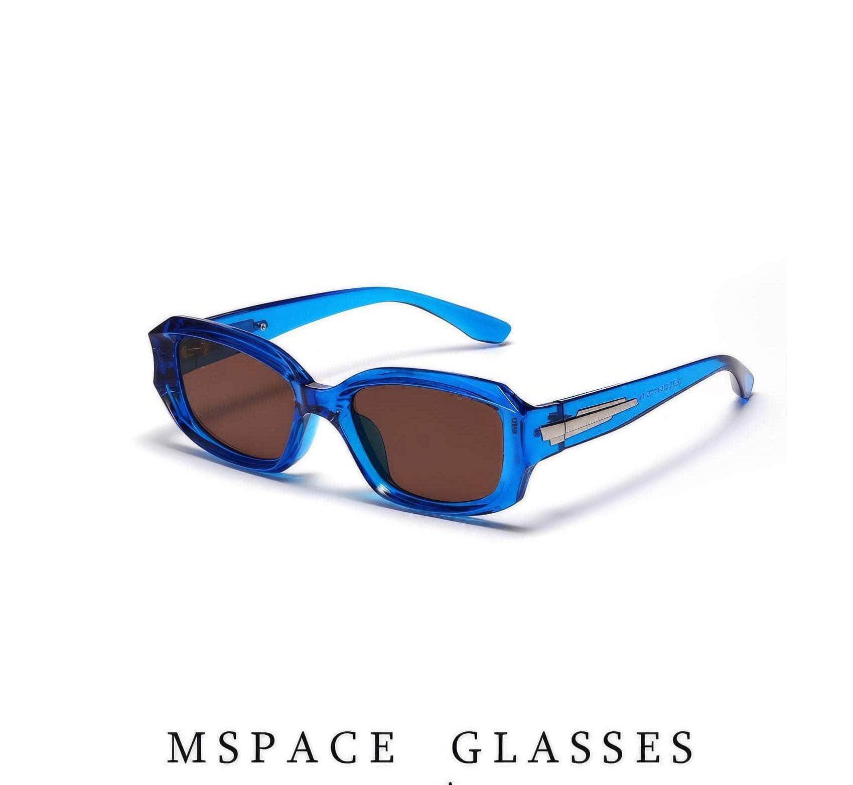 Trendy Clear Frame Sunglasses Blue/Tea / Resin