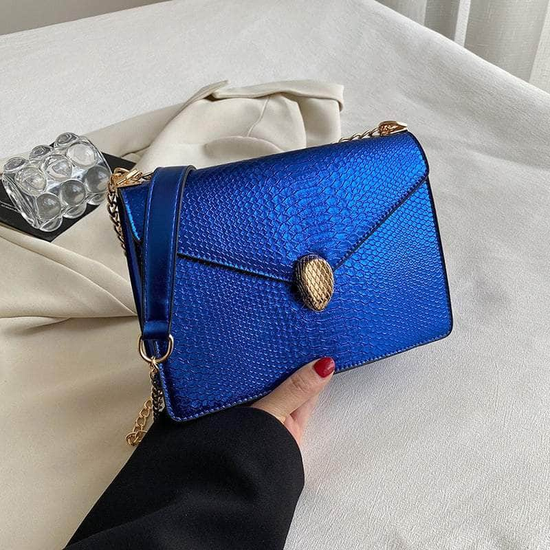 Trendy Flap Chain Crossbody Bag Blue