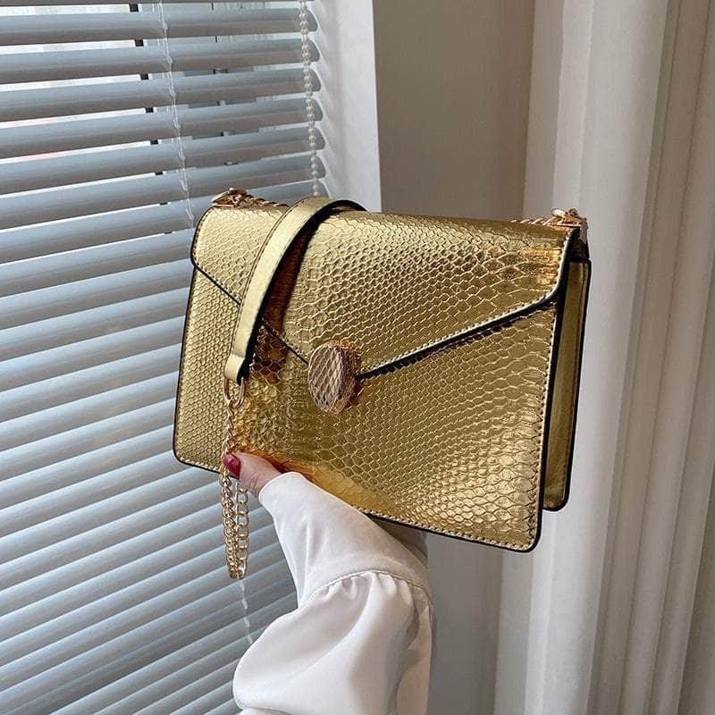 Trendy Flap Chain Crossbody Bag Gold