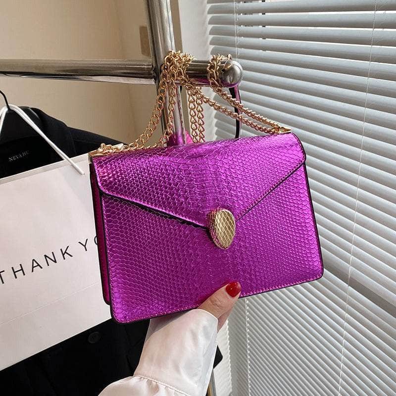 Trendy Flap Chain Crossbody Bag Purple