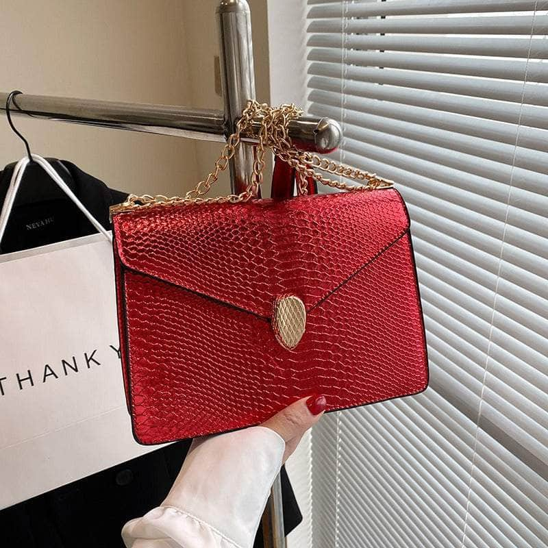 Trendy Flap Chain Crossbody Bag Red