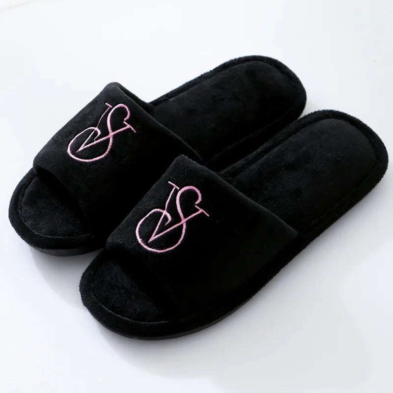 Trendy Fluffy Slippers for Women: Casual, Elegant, and Fashionable Designer Shoes, with a Cotton Open Toe Platform Black / EU 38-39