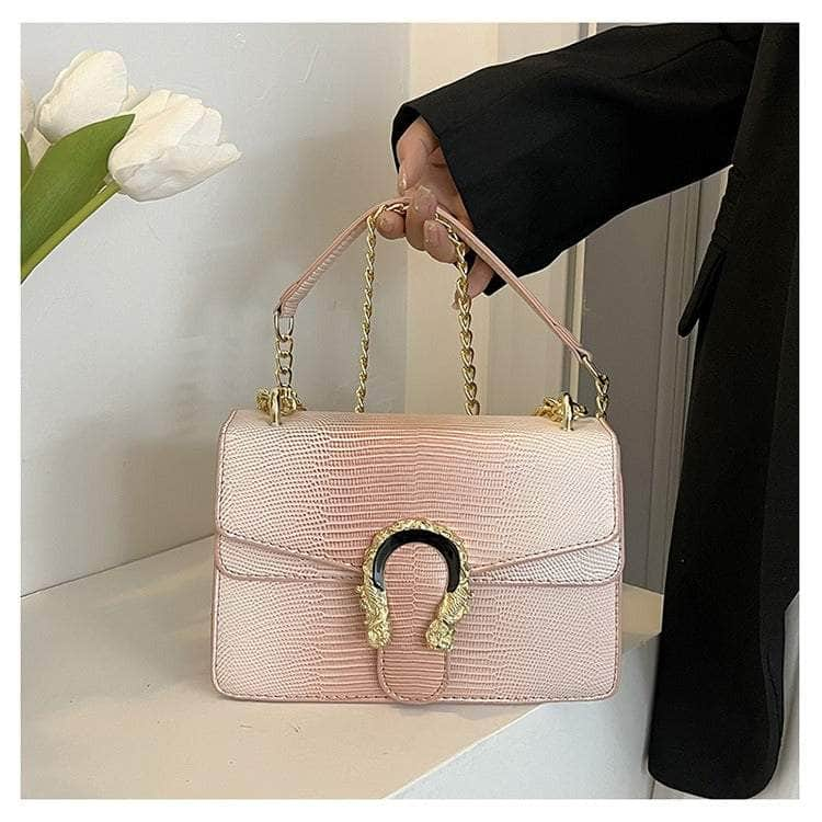 Trendy Metal Chain Crossbody Bag Pink