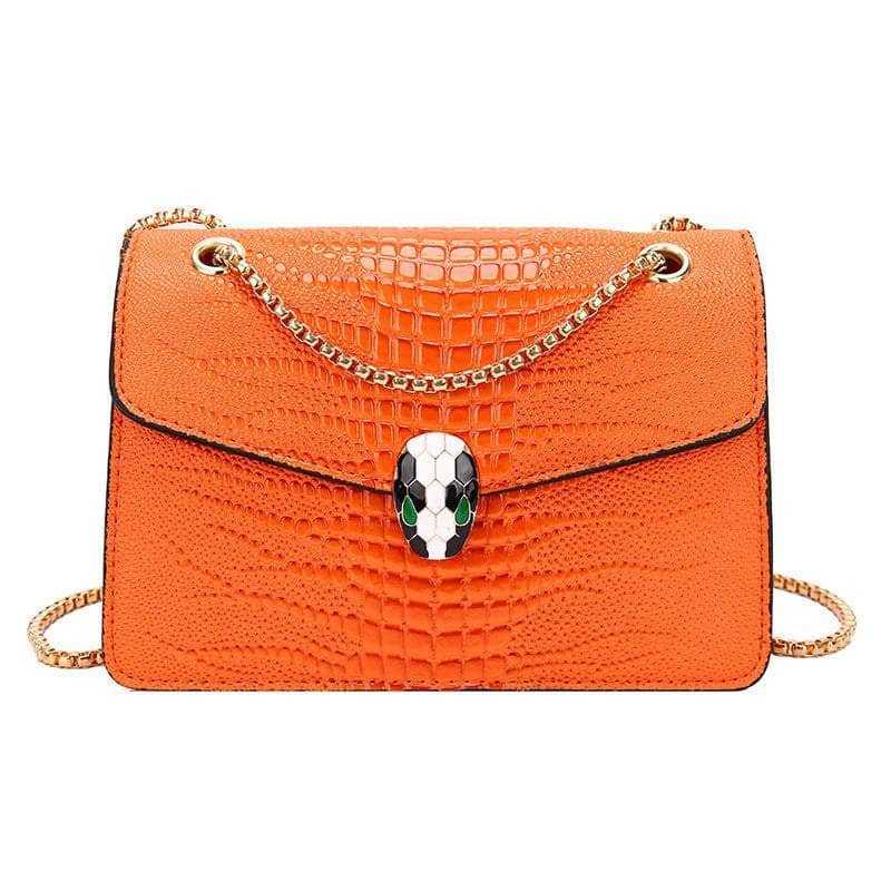 Trendy Microfiber Leather Chain Bag Orange