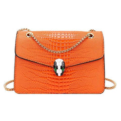 Trendy Microfiber Leather Chain Bag Orange