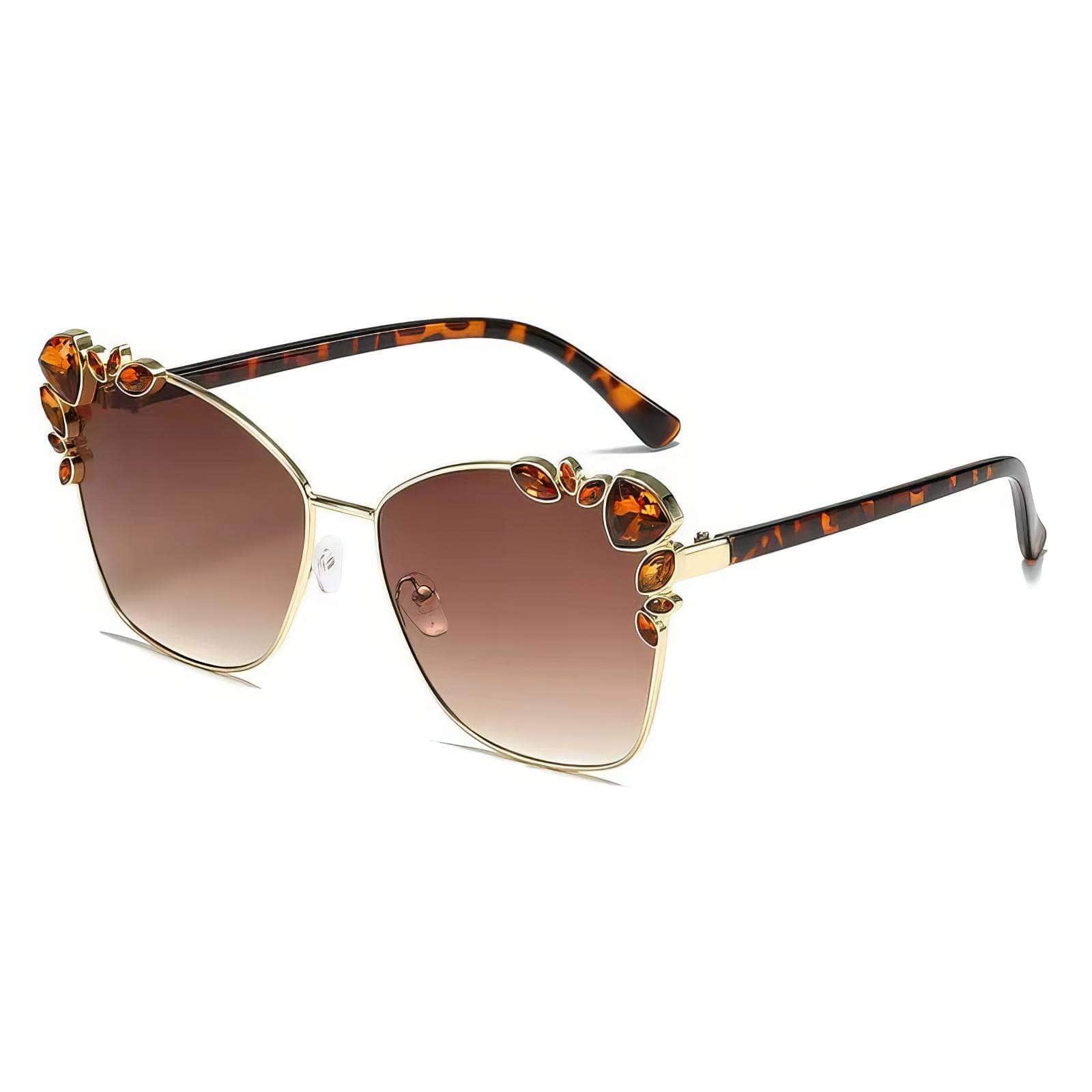 Trendy Rhinestone Polarized Sunglasses Tea / Resin