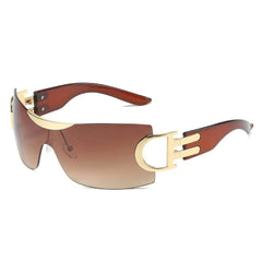 Trendy Shield Oversized Sunglasses Tea/Tea / Resin