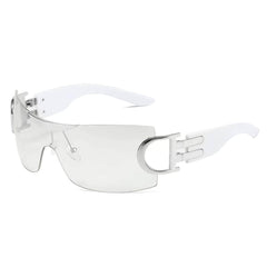 Trendy Shield Oversized Sunglasses White/Cream / Resin