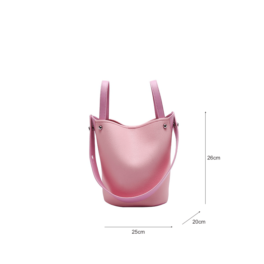 Trendy Vegan Shoulder Bucket Bag