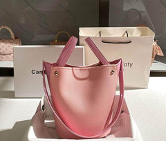 Trendy Vegan Shoulder Bucket Bag Pink