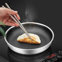 Tri-Ply Stainless Steel Frying Pan - Whole Body Construction, 316 Stainless Steel Wok Pan, Double-Sided Honeycomb Skillet, Suitable for All Stove