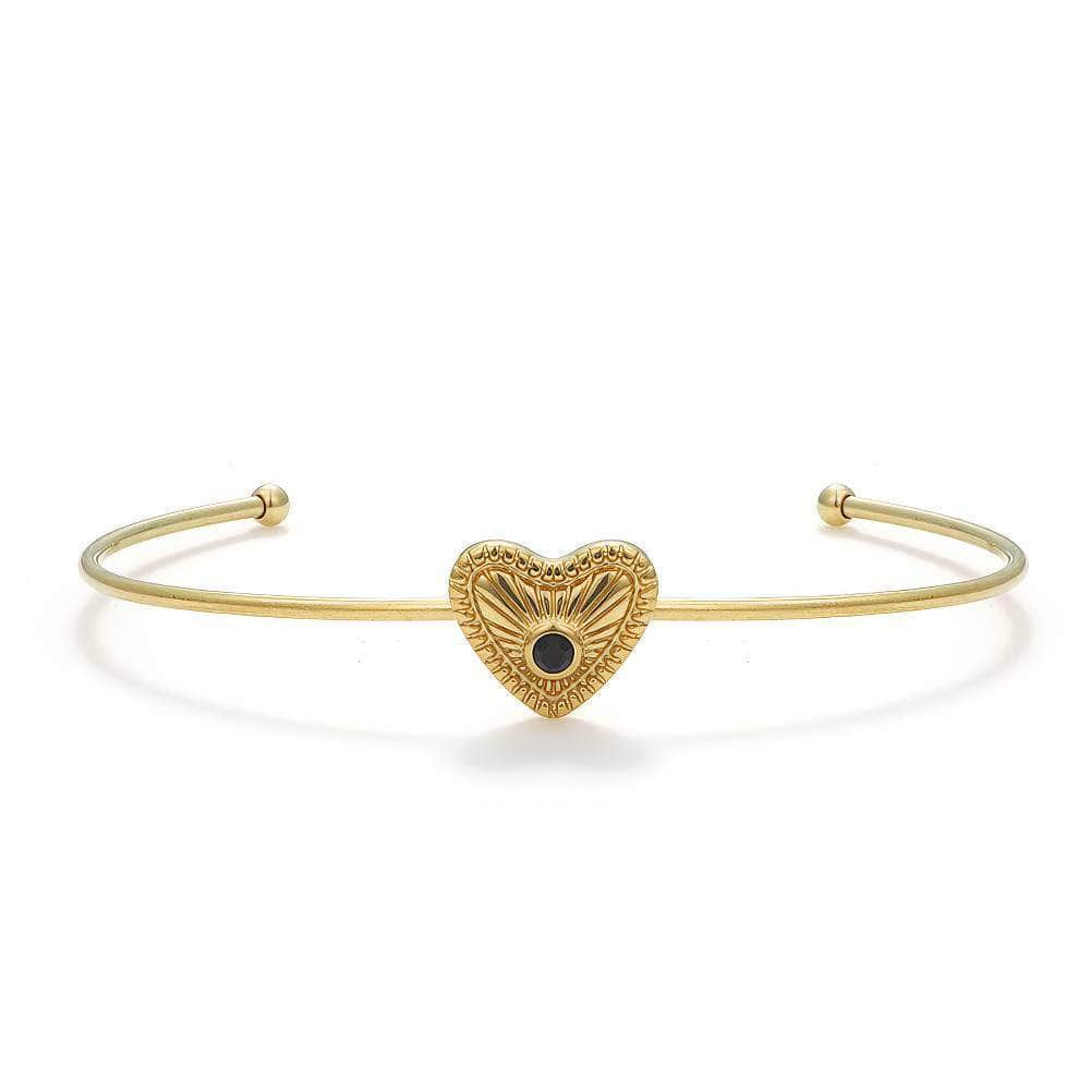 Triple Bohemian Geometric Heart-Shaped Cuff Bracelet Gold