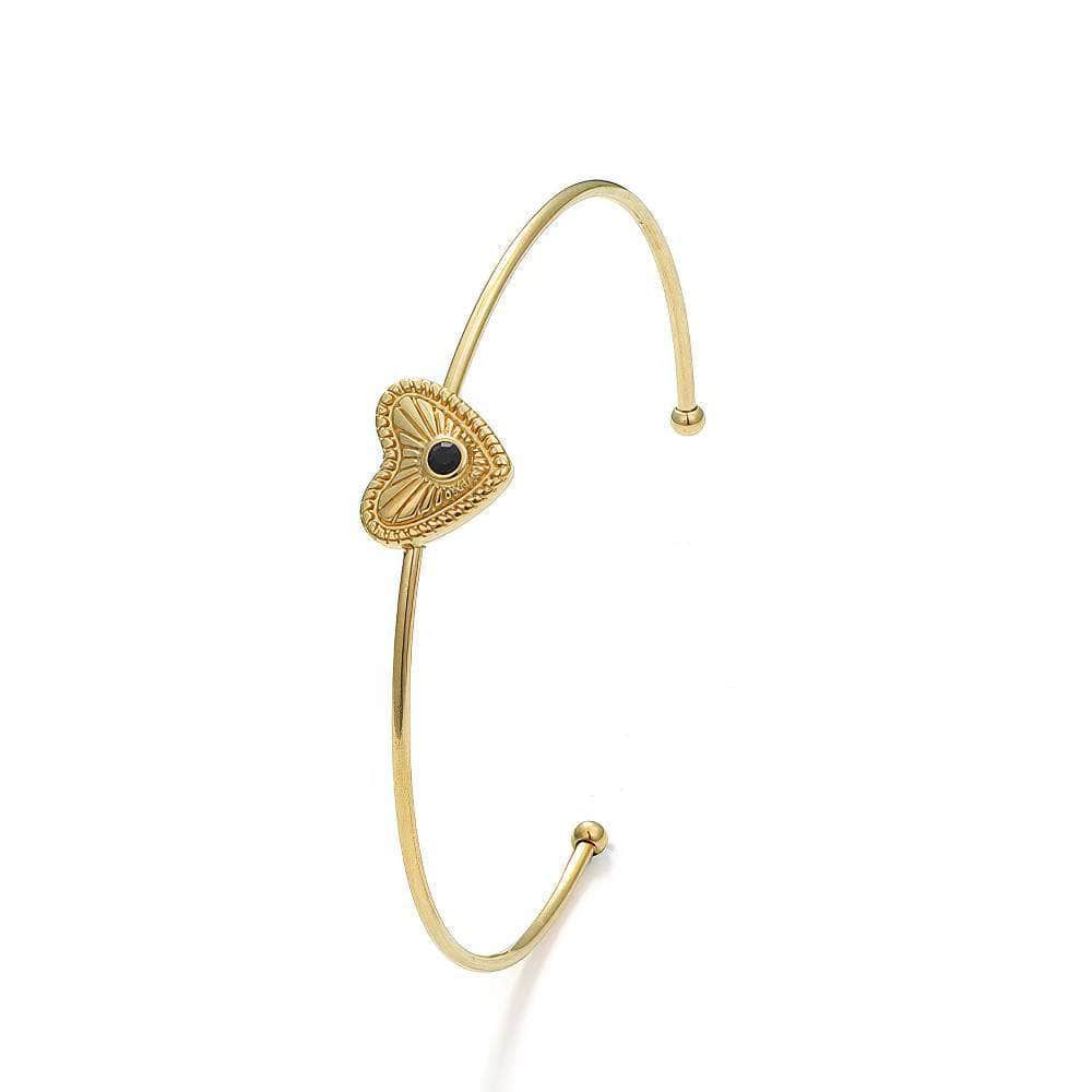 Triple Bohemian Geometric Heart-Shaped Cuff Bracelet Gold