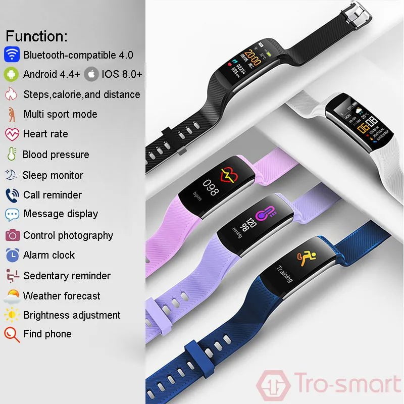 Trosmart Brand C5S Sport Smart Watch: Women and Men Smartwatch Bracelet, Smart Clock for Android & iOS, Fitness Tracker