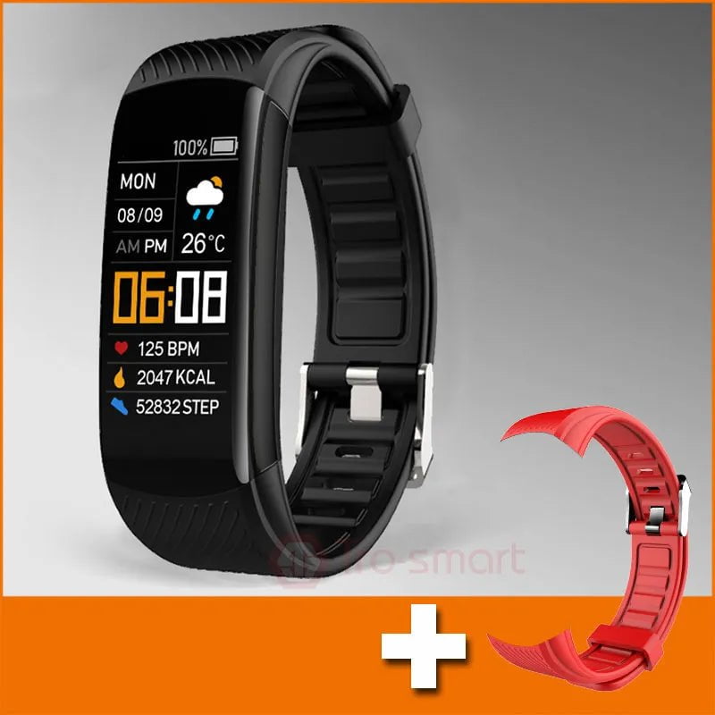 Trosmart Brand C5S Sport Smart Watch: Women and Men Smartwatch Bracelet, Smart Clock for Android & iOS, Fitness Tracker add red strap