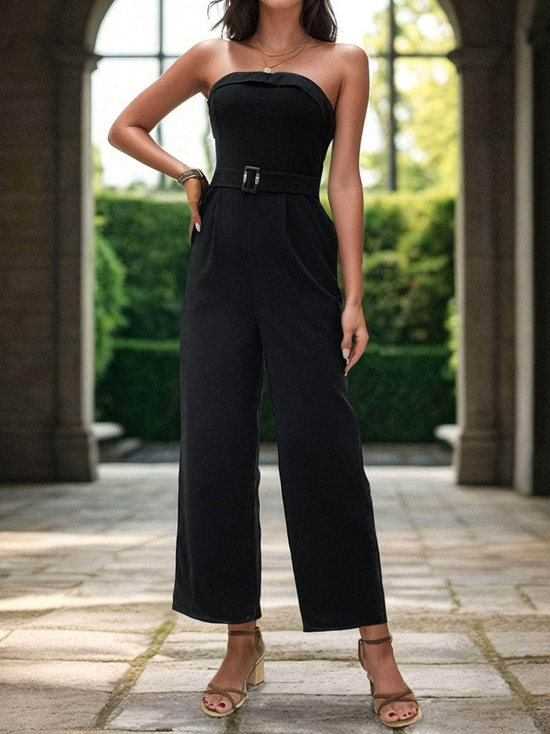 Tube Jumpsuit with Pockets Black / S