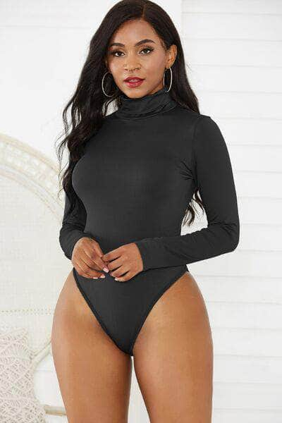 Turtleneck Long Sleeve Bodysuit Black / S