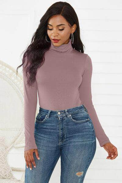 Turtleneck Long Sleeve Bodysuit Light Mauve / S