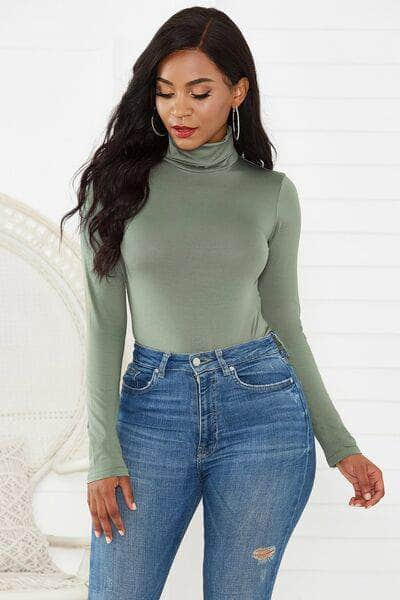 Turtleneck Long Sleeve Bodysuit Sage / S