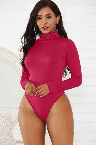 Turtleneck Long Sleeve Bodysuit Scarlet / S