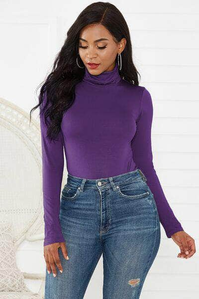 Turtleneck Long Sleeve Bodysuit Violet / S