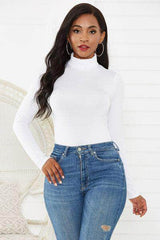 Turtleneck Long Sleeve Bodysuit White / S