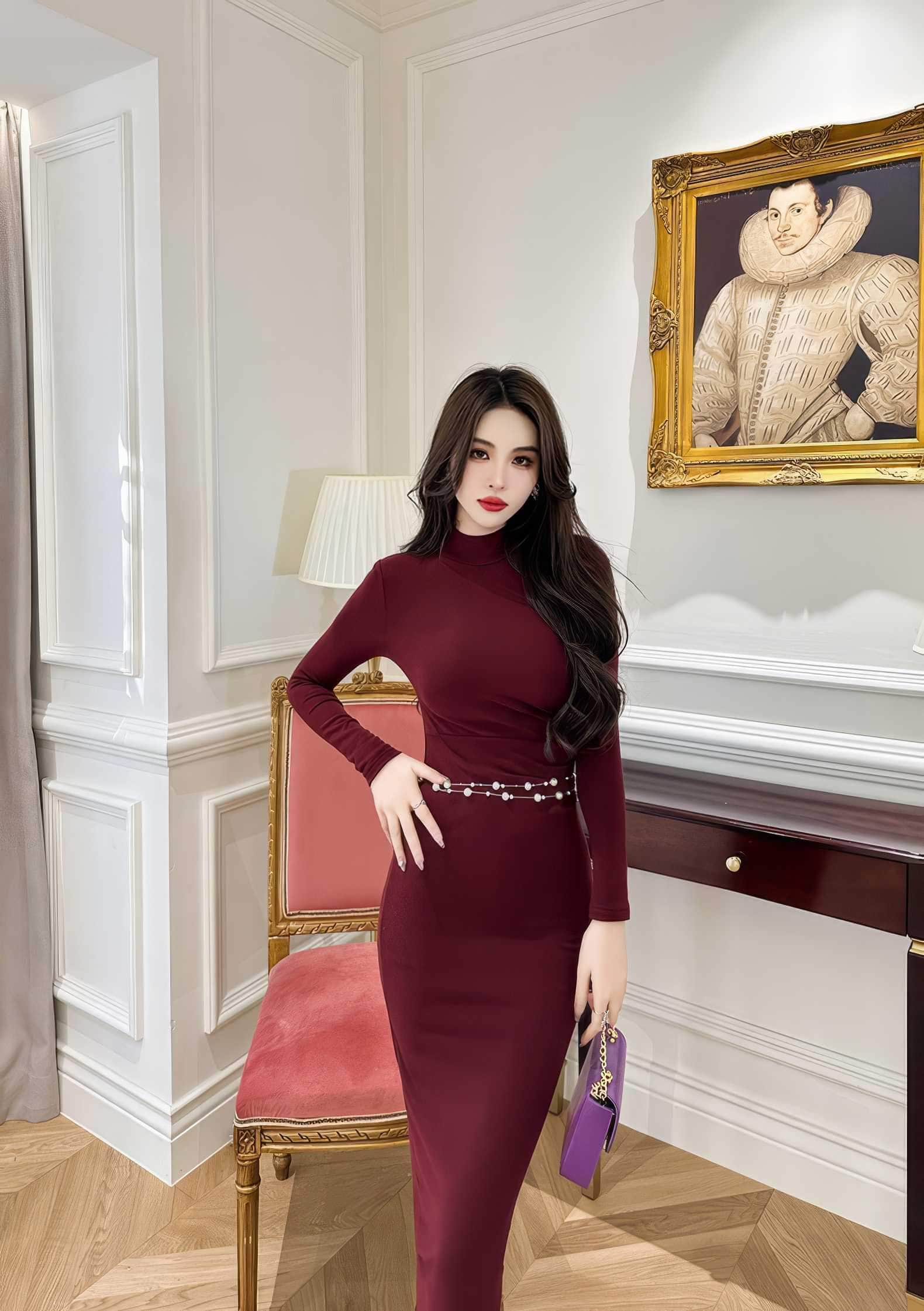 Turtleneck Ribbed Long Sleeve Slim Fit Dress