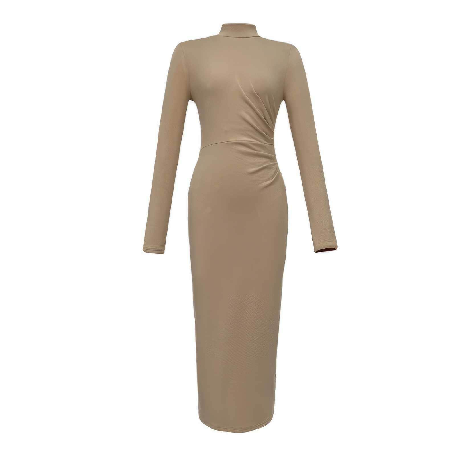 Turtleneck Ribbed Long Sleeve Slim Fit Dress