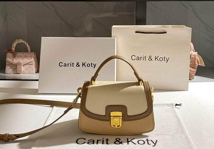 Twist Lock Flap Closure Retro Bucket Bag Tan