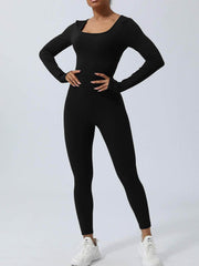 Twisted Backless Long Sleeve Jumpsuit Black / S