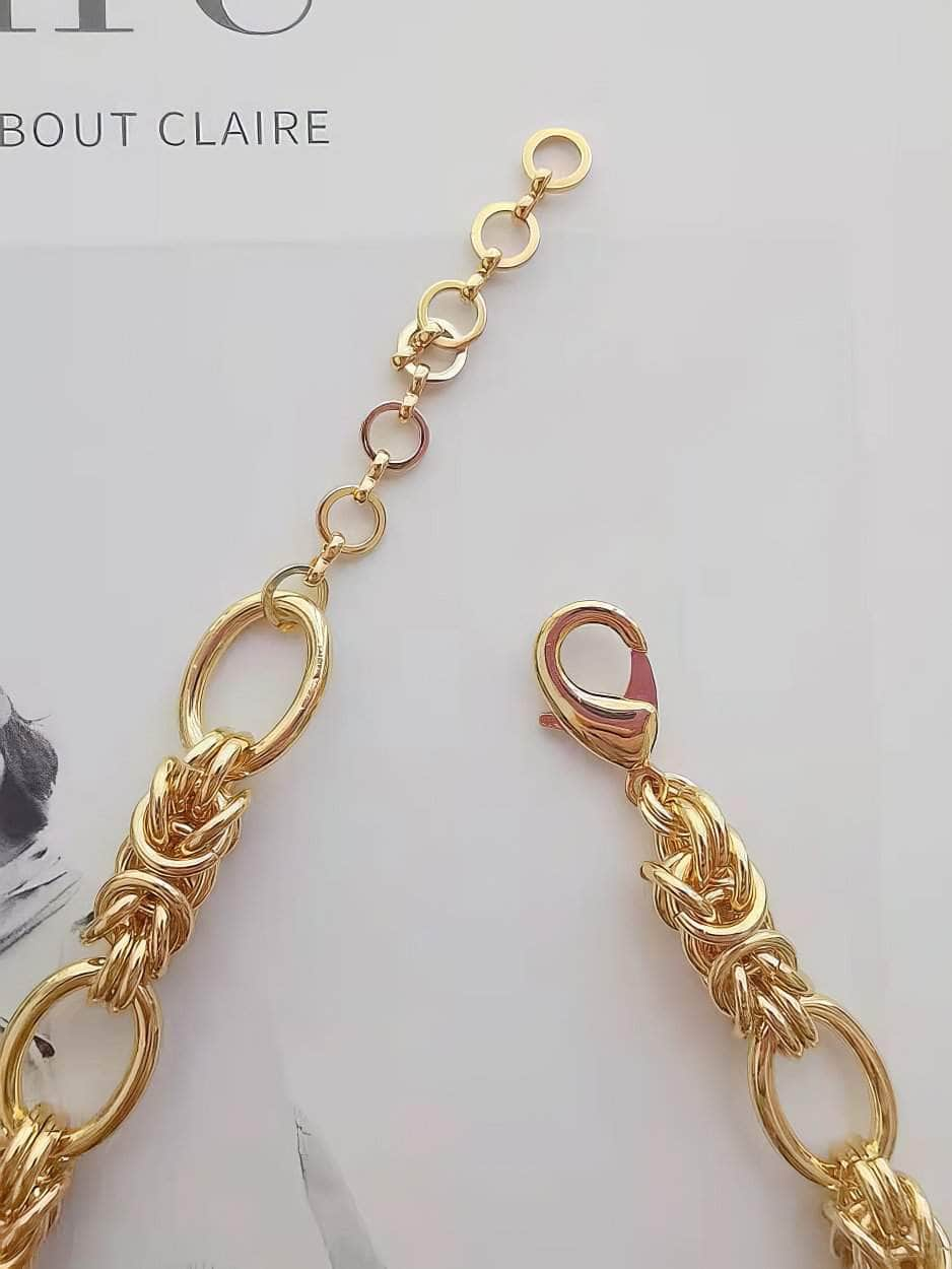 Twisted Knot Lock Punk Statement Gold Chain Necklace Gold