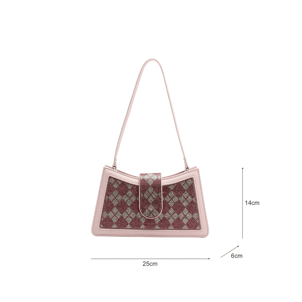 Two-Color Rhinestone-Adorned Flap Bag