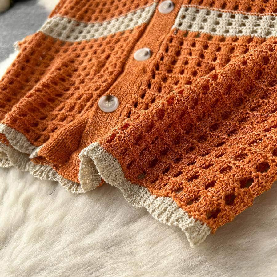 Two Piece Dual Tone Crochet Sweater Set