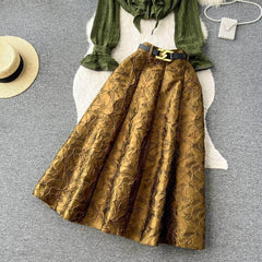 Two-Piece French Ruffled Shirt Embroidered Skirt