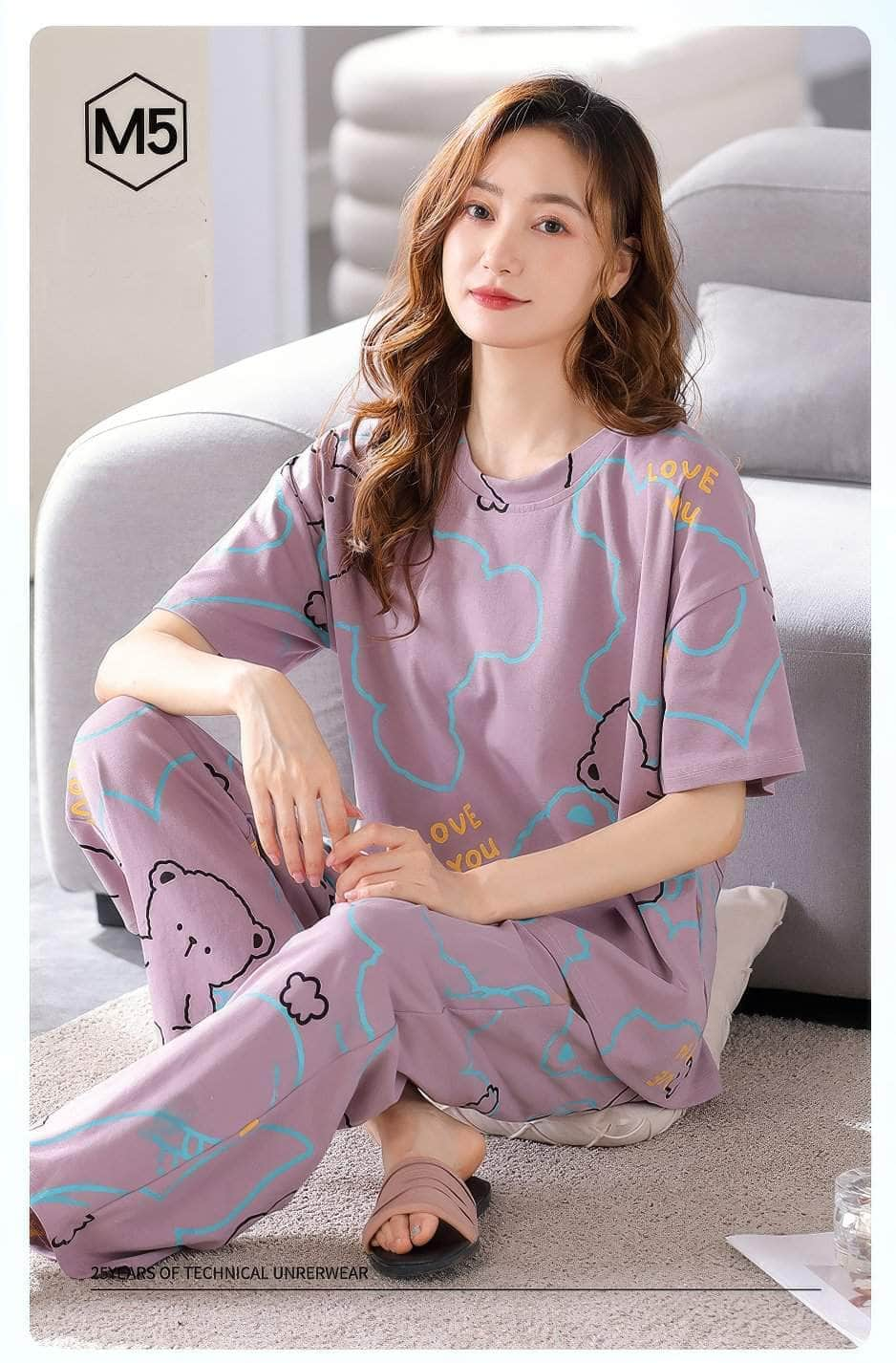 Two Piece Loungewear Bear Print Pajamas Set