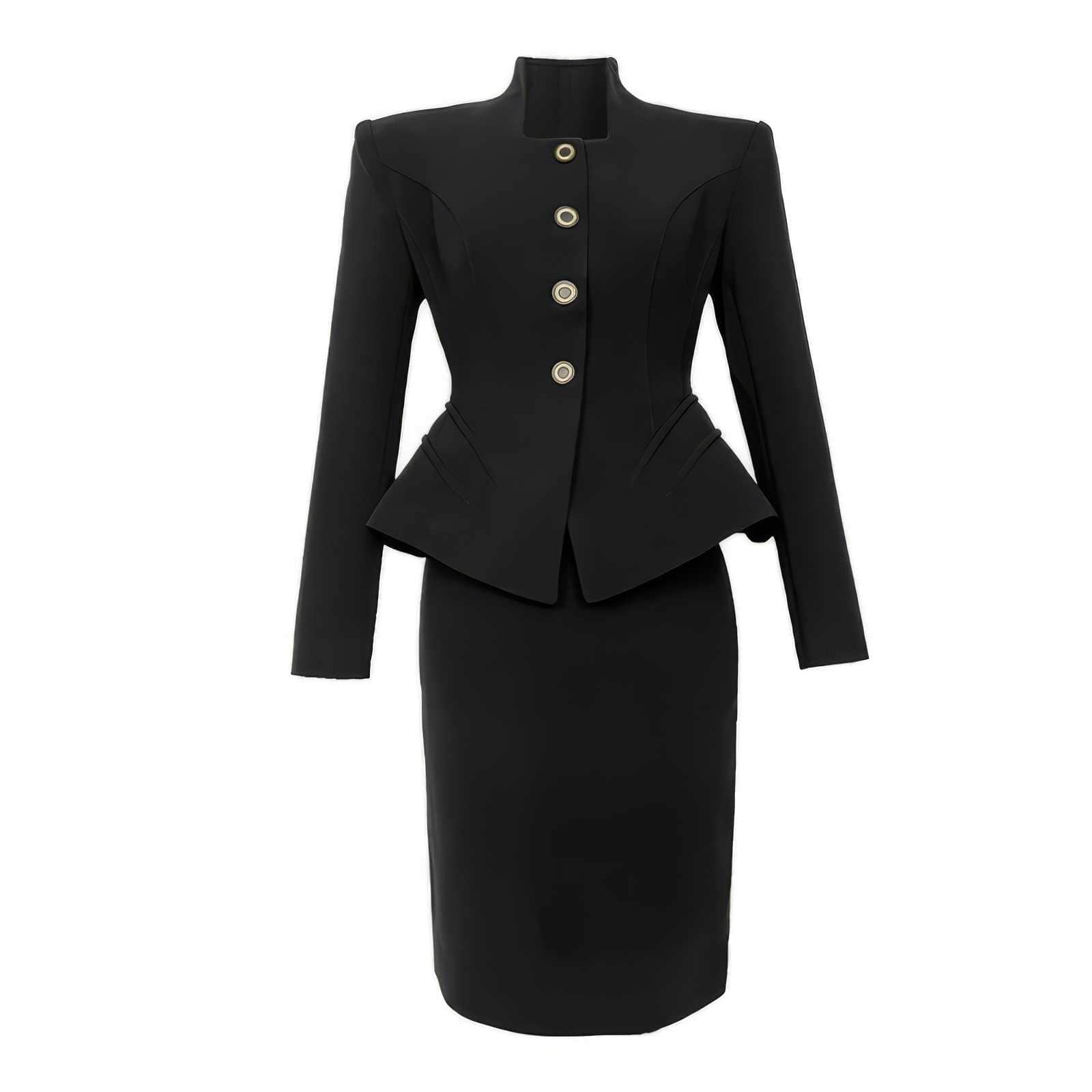 Two-Piece Peplum Blazer Pencil Skirt