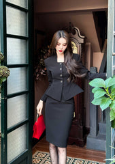 Two-Piece Peplum Blazer Pencil Skirt