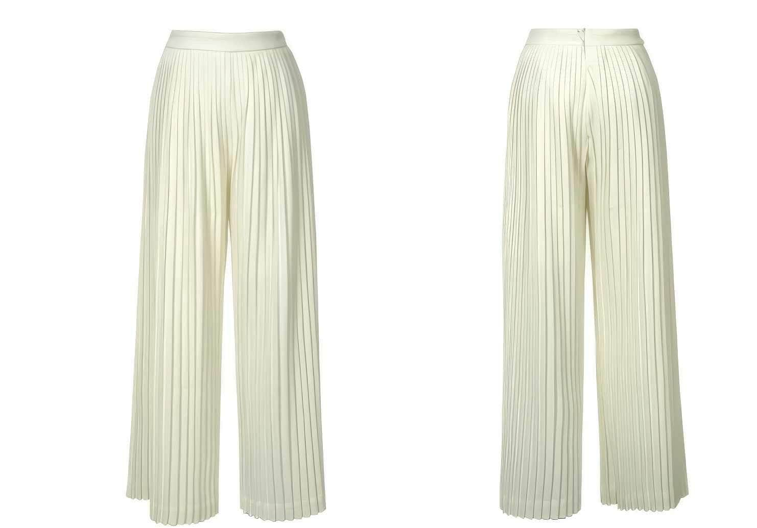 Two-Piece Sleeveless Pleated Wide-Leg Pants