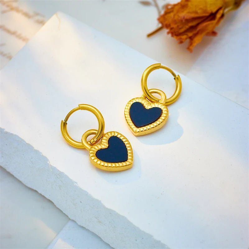 Two-sided Heart Necklace Earrings Set