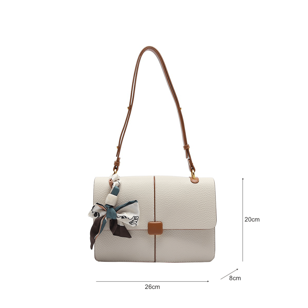 Two-Tone Pebble Grain Shoulder Bag