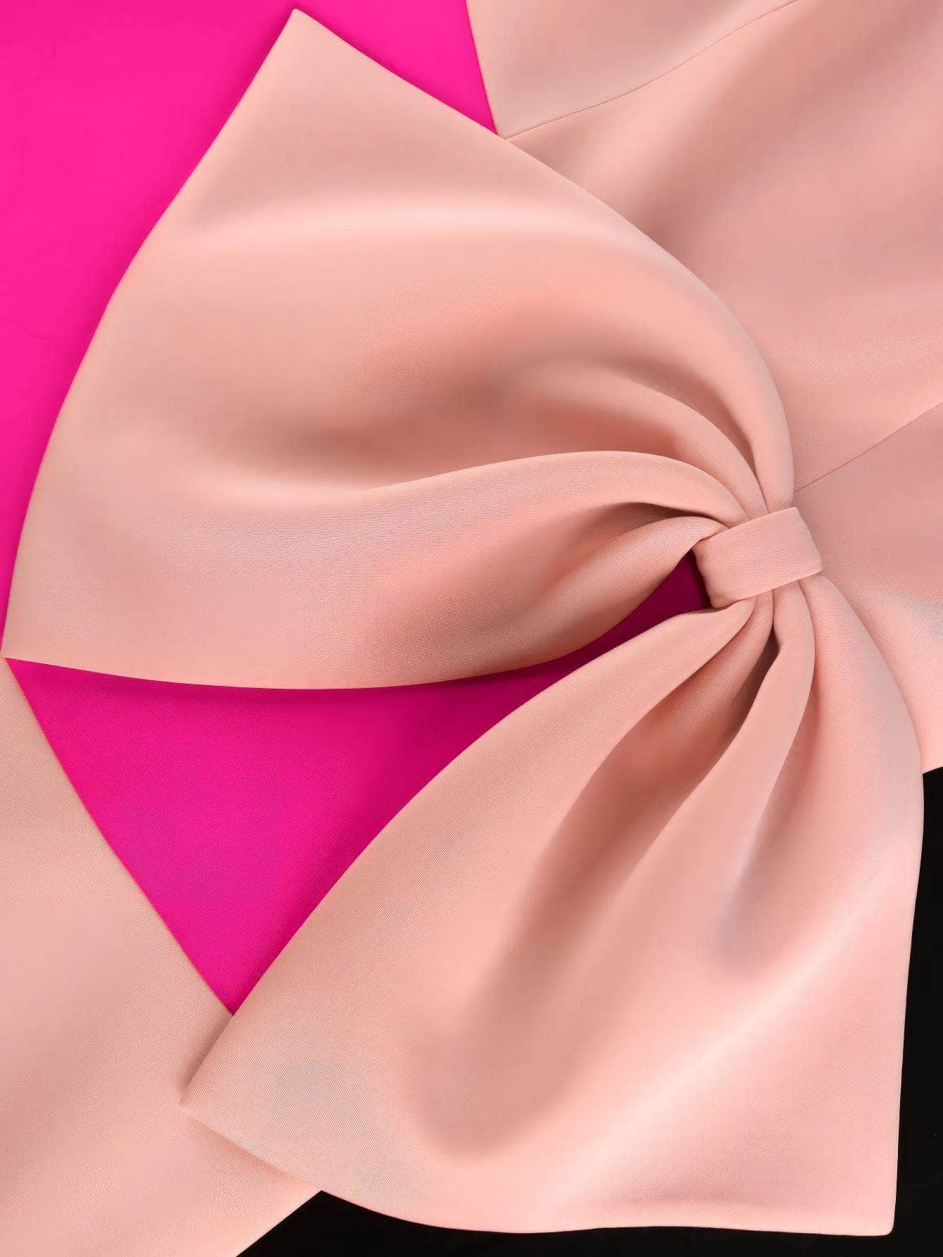 Two-Toned Asymmetrical Bow Detail Maxi Dress