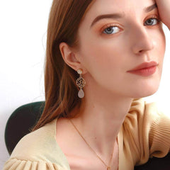 Two-Toned Dangle Drop Pearl Golden Earrings