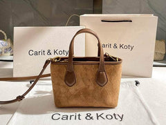 Two- Toned Embossed Suede Mini Tote Bag